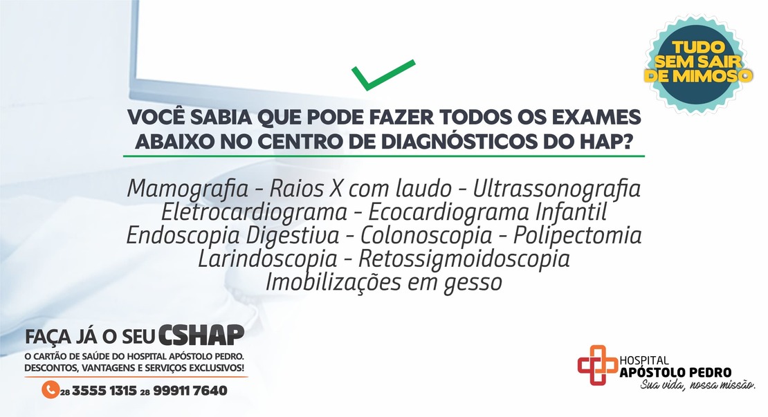 Exames disponíveis no Centro de Diagnóstico